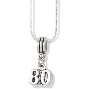 Number Eighty 80 Charm Snake Chain Necklace